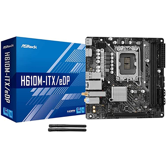 ASRock H610M-ITX/eDP LGA 1700 Intel H610 DDR4 Mini ITX Motherboard (H610M  ITX/EDP)