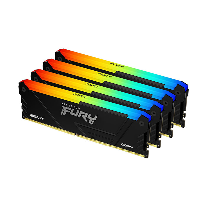Kingston FURY Beast RGB 64 GB (4 x 16 GB) DDR4 2666 MHz CL16 288-pin DIMM non-ECC RGB LED Memory (KF426C16BB12AK4/64)